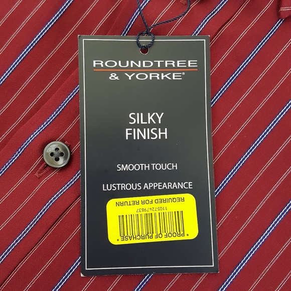Roundtree & Yorke Silky Finish Stripe Dress Shirt - Picture 4 of 12